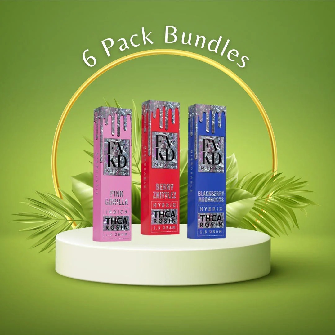 6 PACK FVKD MINIS THCA ROSIN DISPOSABLE 1.5G